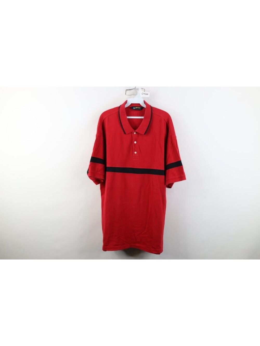 Vintage 90s Eddie Bauer Mens Large Faded Baggy Color Block Striped Polo Cotton
